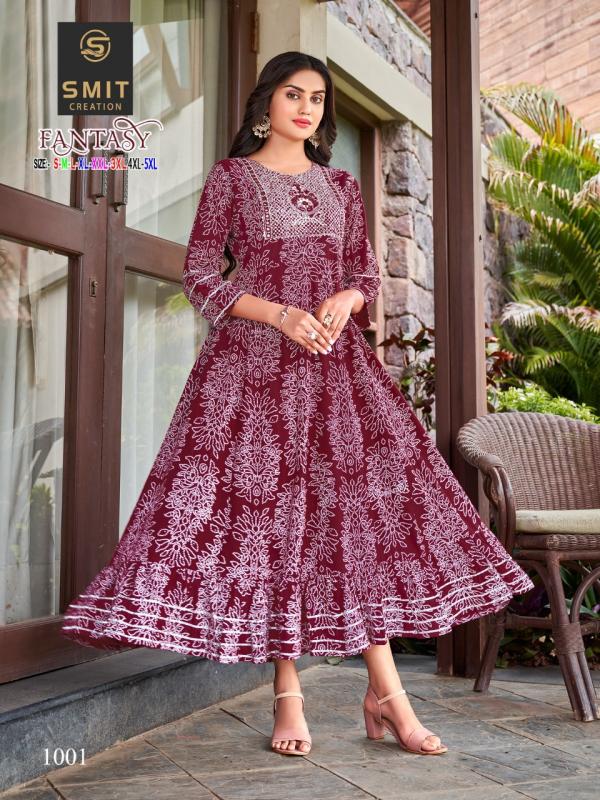 Smit Fantasy Fancy Rayon Anarkali Kurti Collection